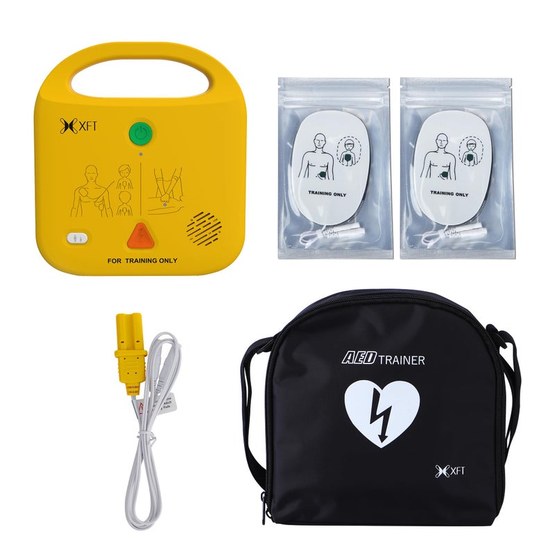 AED Trainer, AED Defibrillator Trainer Set CPR Training Device, English, Italian, French, Spanish Voice Prompts, 5 Different Scenarios, First Aid Defibrillator Trainee Beginner, XFT-120NB Training AED